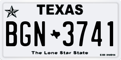 TX license plate BGN3741