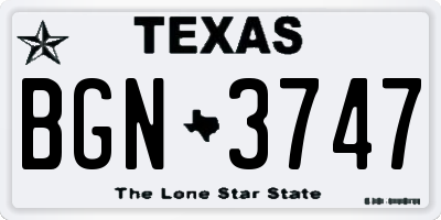 TX license plate BGN3747