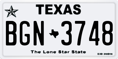 TX license plate BGN3748
