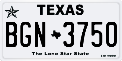 TX license plate BGN3750