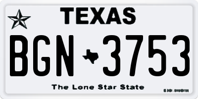 TX license plate BGN3753