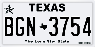 TX license plate BGN3754