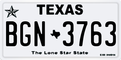 TX license plate BGN3763