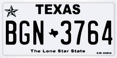 TX license plate BGN3764