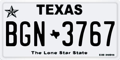 TX license plate BGN3767