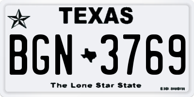 TX license plate BGN3769