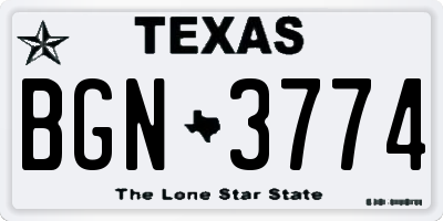 TX license plate BGN3774