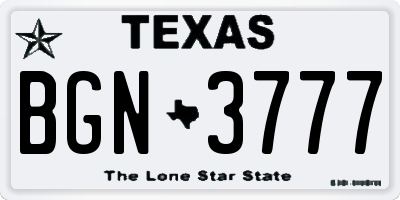 TX license plate BGN3777