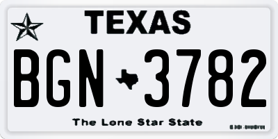 TX license plate BGN3782