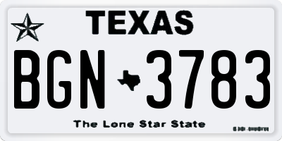 TX license plate BGN3783