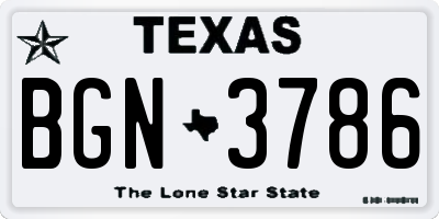 TX license plate BGN3786