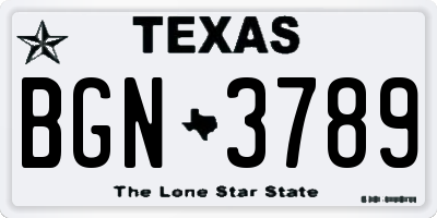 TX license plate BGN3789