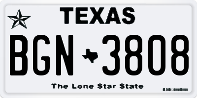 TX license plate BGN3808