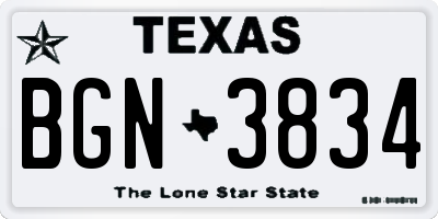 TX license plate BGN3834