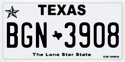 TX license plate BGN3908