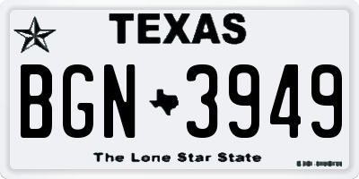 TX license plate BGN3949