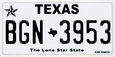 TX license plate BGN3953