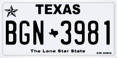 TX license plate BGN3981