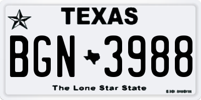 TX license plate BGN3988