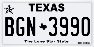 TX license plate BGN3990
