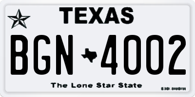 TX license plate BGN4002