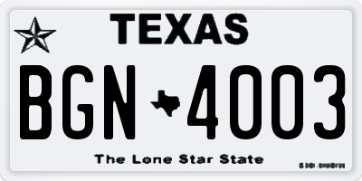 TX license plate BGN4003
