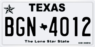 TX license plate BGN4012