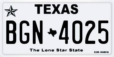 TX license plate BGN4025