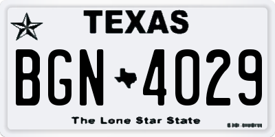 TX license plate BGN4029