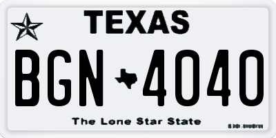 TX license plate BGN4040