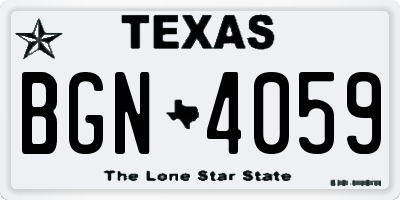 TX license plate BGN4059