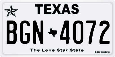 TX license plate BGN4072
