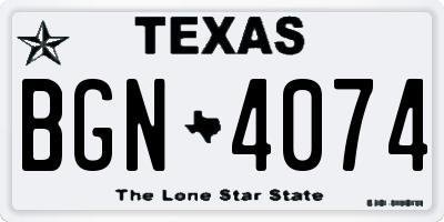 TX license plate BGN4074
