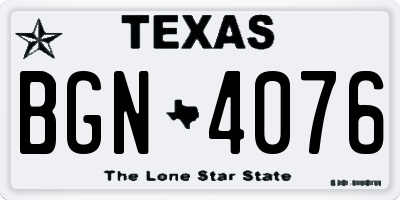 TX license plate BGN4076