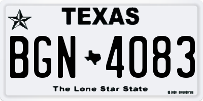 TX license plate BGN4083