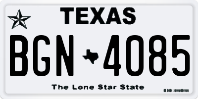 TX license plate BGN4085