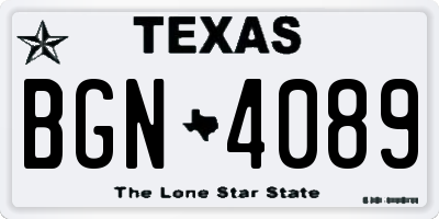 TX license plate BGN4089