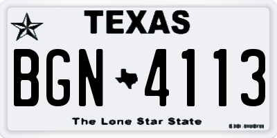 TX license plate BGN4113