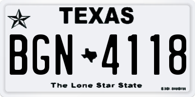 TX license plate BGN4118