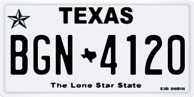 TX license plate BGN4120