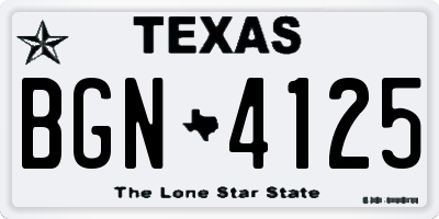 TX license plate BGN4125