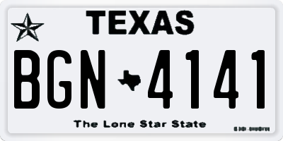 TX license plate BGN4141