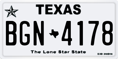 TX license plate BGN4178