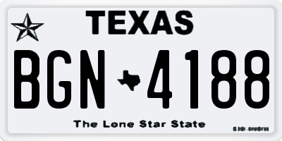 TX license plate BGN4188