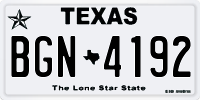 TX license plate BGN4192