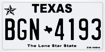 TX license plate BGN4193