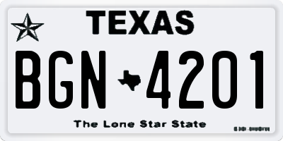 TX license plate BGN4201