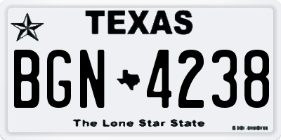 TX license plate BGN4238