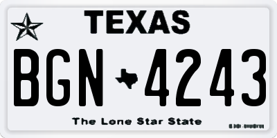 TX license plate BGN4243