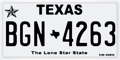 TX license plate BGN4263